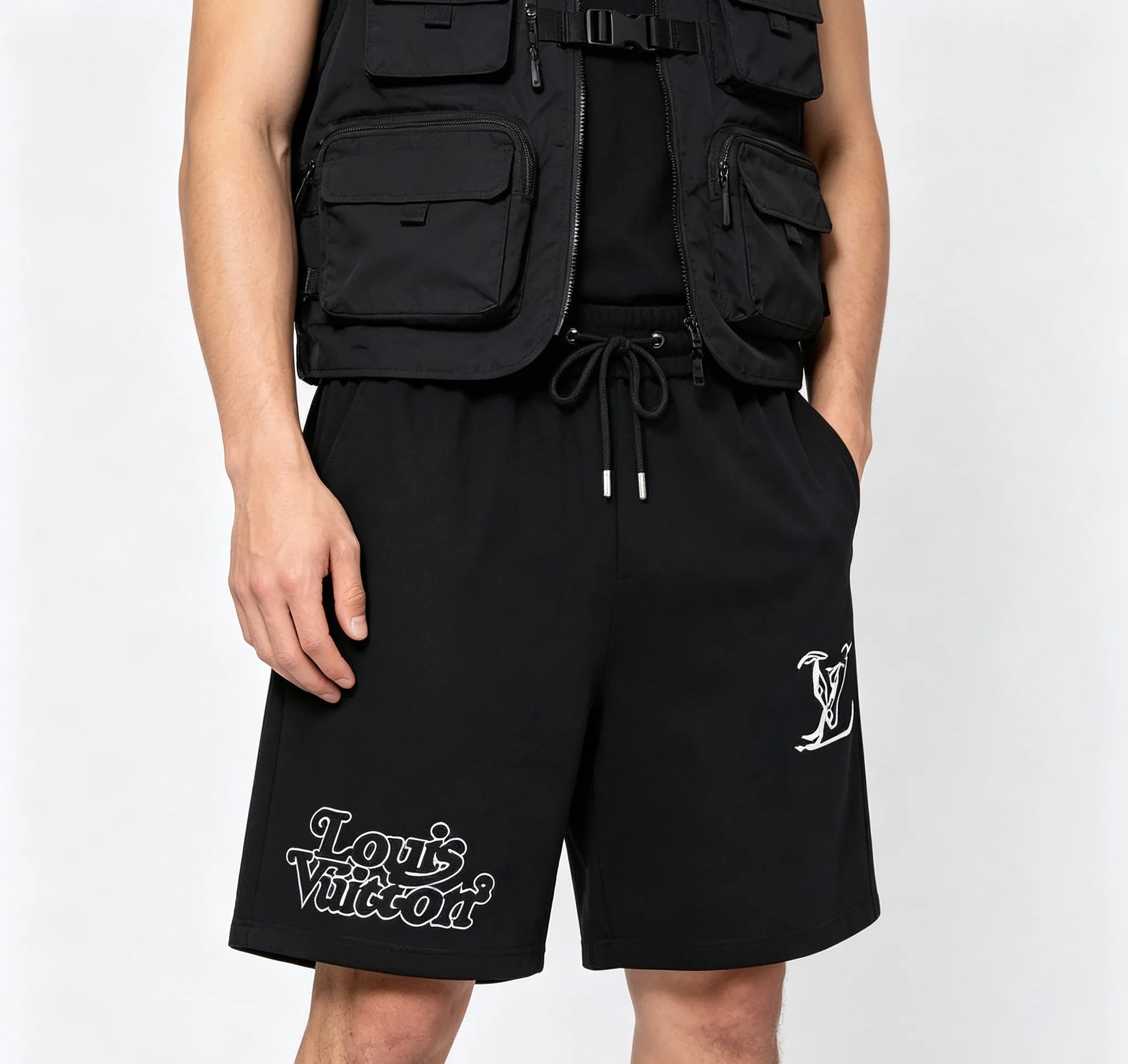 Louis Vuitton/Louis Vuitton double logo embroidered shorts